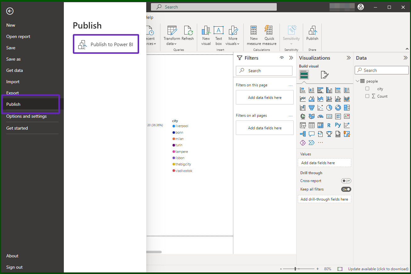 Power BI Service, How to publish a report